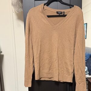 Theory Camel V-Neck Knit Top